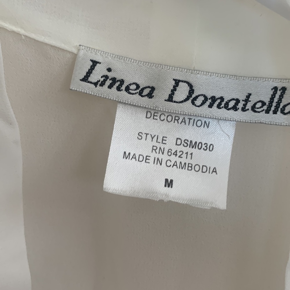 Sheer Embroidered Cream Short Robe Ruffled‎ Sleeve Size M - Picture 9 of 13